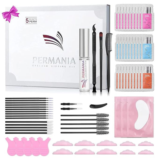 PERMANIA Lash Lift Kit, Lash Perm Kit, Fast Eyelash Lifting 5 Minutes DIY at Home with Strong Glue Disposable Sachet Lash Lifting Kit Last 6 Weeks (30pcs）