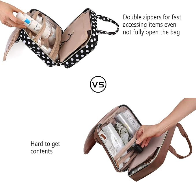 BAGSMART Toiletry Bag Travel Bag with Hanging Hook, Water-resistant Makeup Cosmetic Bag Travel Organizer for Accessories, Shampoo, Full Sized Container, Toiletries