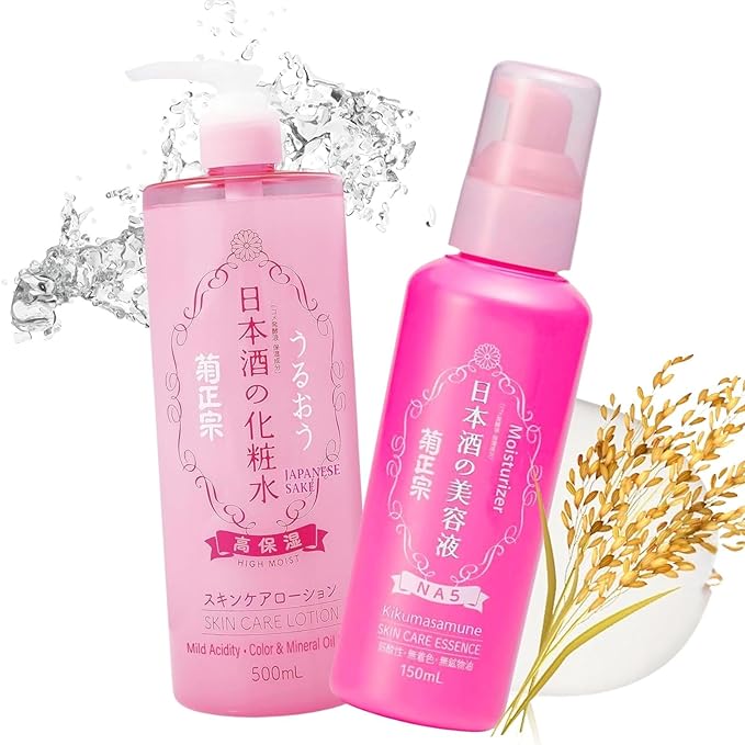 Moisturizing Facial Toner Lotion & Hydrating Face Serum, Hydrating Facial Toner with Fermented Rice Extract & Amino Acids + Organic Essence with Vitamin C & Ceramide for Daily Skincare