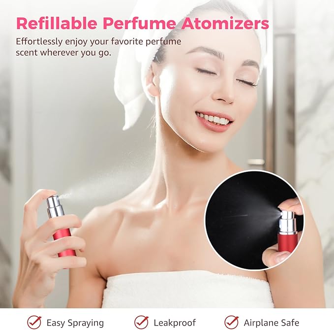 35 Pcs Refillable Perfume Atomizers - 0.17 oz 5 ml Mini Spray Bottles, Empty Perfume Travel Bottles with Refill Pumps, Leak-Proof Dispenser Bottles, Portable Perfume Scent Bottles for Men Women