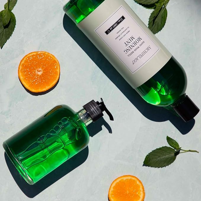 Archipelago Botanicals Morning Mint Hand Wash Refill, Liquid Hand Soap Refill, Fragrances with Mint, Basil and Mandarin, 33 fl oz