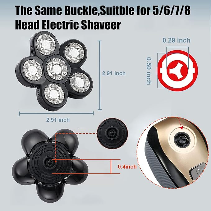 6 Head Shaver Replacement Razor Heads for Many Brands Bald Men's Electric Foil Shaver Replacement,Universal Shaver Replacement Blades for Electric Razor for Men Bald and Face (Black)