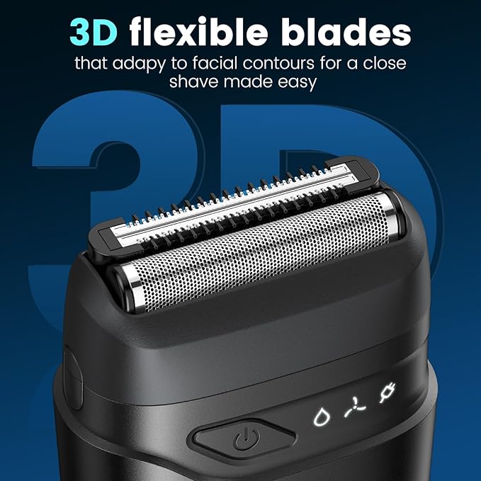 Brightup Electric Foil Shavers for Men, Mini Electric Razor for Shaving Face, Compact Travel Shaver with Floating Blades, Waterproof Wet/Dry Razor USB C Rechargeable