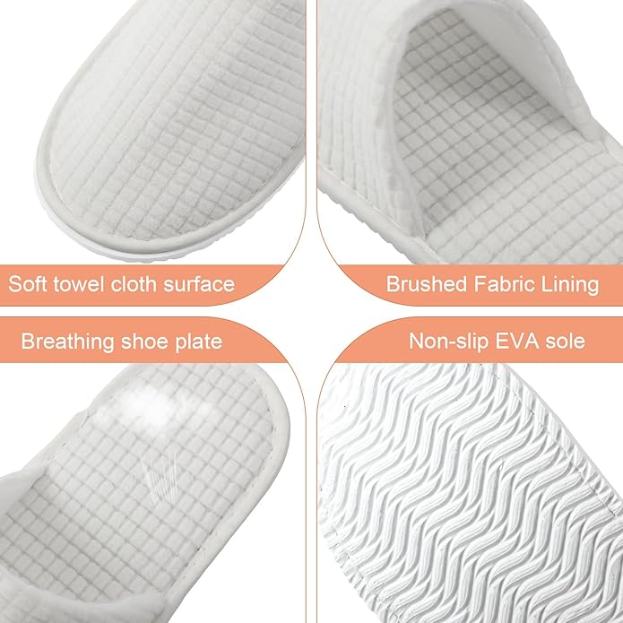 Geyoga 12 Pair House Slipper for Guest Non Slip Disposable Slipper for Travel Washable Reusable Closed Toe Hotel Bridesmaid Indoor Spa Wedding Party Shoeless Home