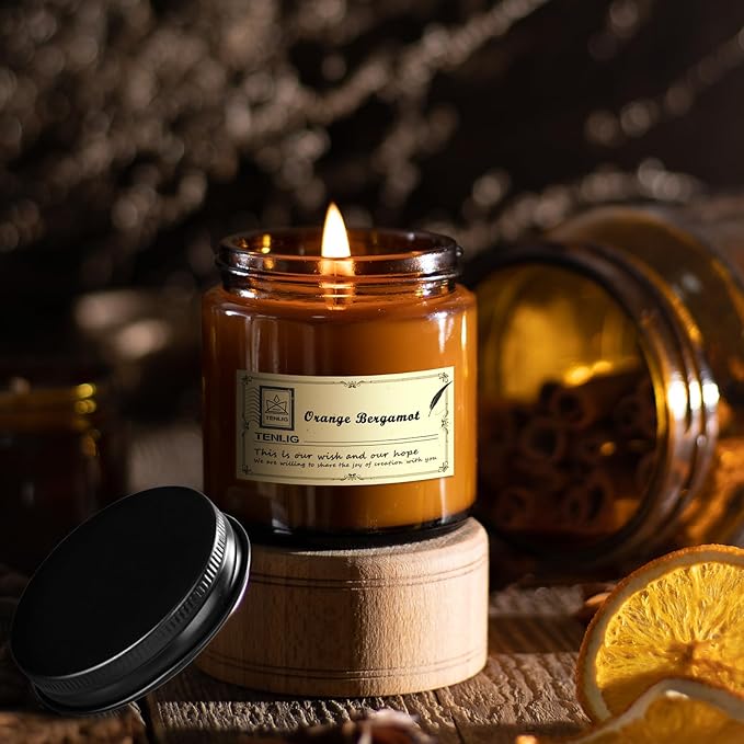 4 oz Glass Jars with Lids,Amber,12 Pack Empty Cosmetic Containers with Inner lids and Inner Liners,Black Metal Lids,Refillable Round Airtight Jars,Use to store Lotion,Powders,Candle Making