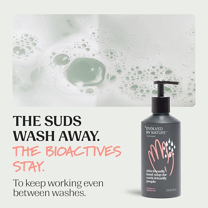 Evolved By Nature Liquid Hand Soap, 12 Oz (Charcoal, Variety Pack of 3) - Unscented, Rosemary Lemon, and Lavender Lemongrass - Biodegradable Formula