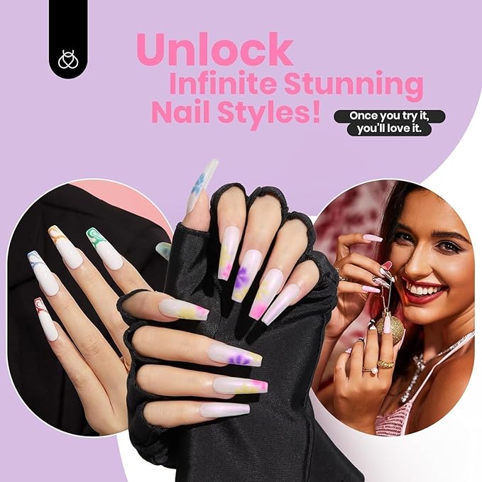 Beetles Gel Nail Polish Set With UV Light - 53Pcs Starter Kit, 32 Spring Colors, Pink Burgundy Red Glitter, Builder Blooming Gel, Manicure Kit Gifts for Women