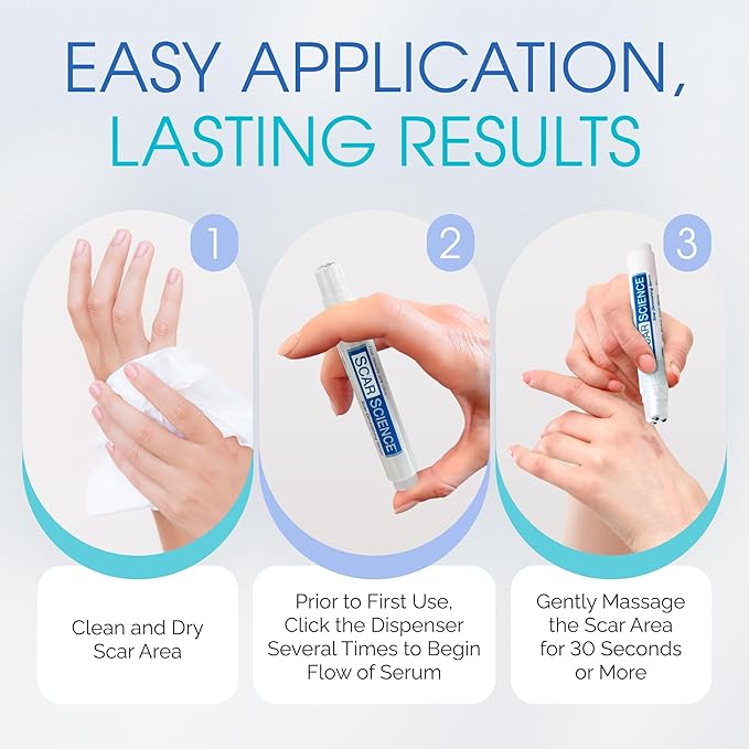 Silicone Scar Gel in Massage Roller, Medical Grade Scar Treatment New and Old Scars, Scar Cream Serum for Surgical Scars & Hypertrophic Scar, Tattoo Safe