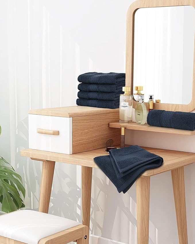 Cleanbear Washcloths 12 Pack Wash Cloths 100% Cotton Soft Bathroom Washcloth Set (Dark-Grey)