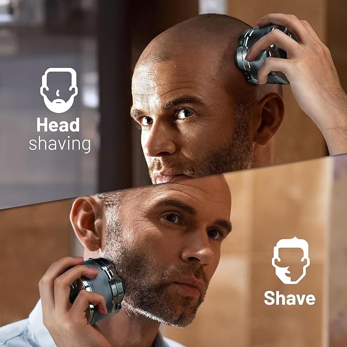 Head Shavers for Bald Men, Wyklaus Rechargeable Electric Razor Waterproof, Hypoallergenic Wet Dry Head and Face Shaver for Men, LED Display, Electric Shaver with Type-C Charge, Gift for Men Women