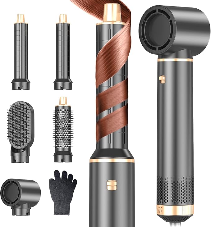 5 in 1 Hair Dryer Brush Hot Air Curling Brush Negative Ion Air Styler