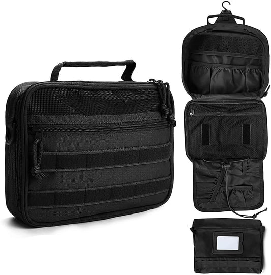 SMONT Tactical Toiletry Bag for Men, 9.5" Hanging Dopp Kit Shaving Hygiene Bag for Traveling Bathroom