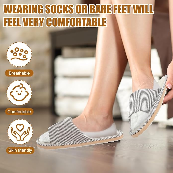 Suhine 12 Pairs House Slipper for Guests Open Toe Spa Slippers Non Slip Indoor Comfortable Breathable Home for Travel Guests Hotel Home Bedroom Unisex