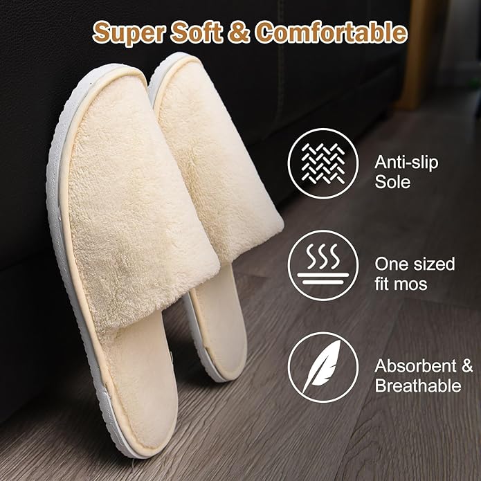 AQUEENLY House Slippers - Washable Spa Slippers Non Slip Indoor Guest Slippers for Shoeless Home, Women & Men