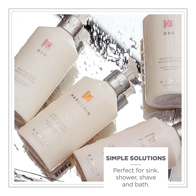 Zents Hand & Body Wash (Mandarin Fragrance) | Hydrating Anti-Aging Cleanser with Organic Shea Butter & Aloe for Dry Skin | Gentle & Nourishing | 10 fl oz