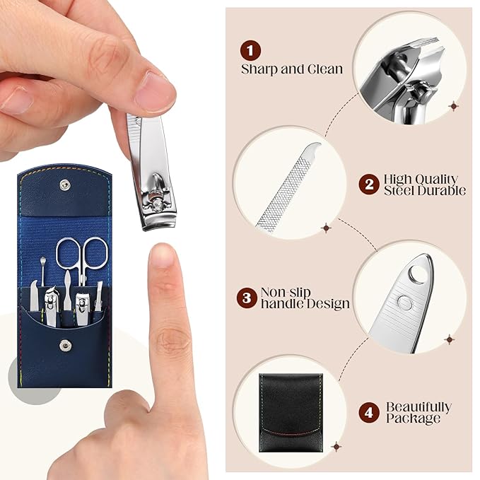 Lasnten 24 Set Manicure Set Bulk Nail Clippers Grooming Nail Kit Stainless Steel Professional Pedicure Kit Pedicure Tools with Travel Case Gifts for Men Women Personal(7 in 1,Fresh Colors)