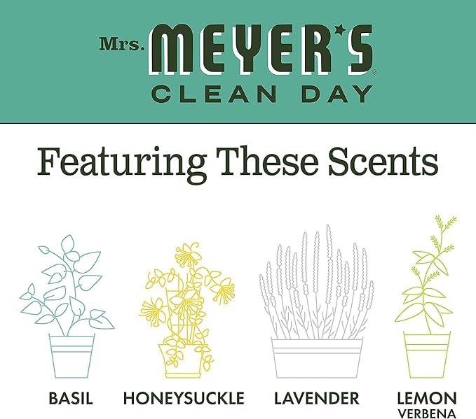 MRS. MEYER'S CLEAN DAY Basil Hand Soap and Refill Variety Pack, 12.5 oz & 33 oz. (Pack of 2)