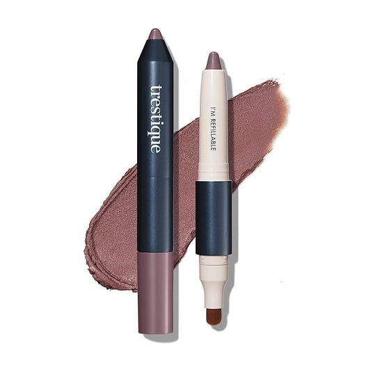 TRE'STIQUE Shadow Crayon, Refillable Eyeshadow Crayon With Built-In Blending Brush, Sustainable Shadow Makeup, Clean Beauty Eyeshadow