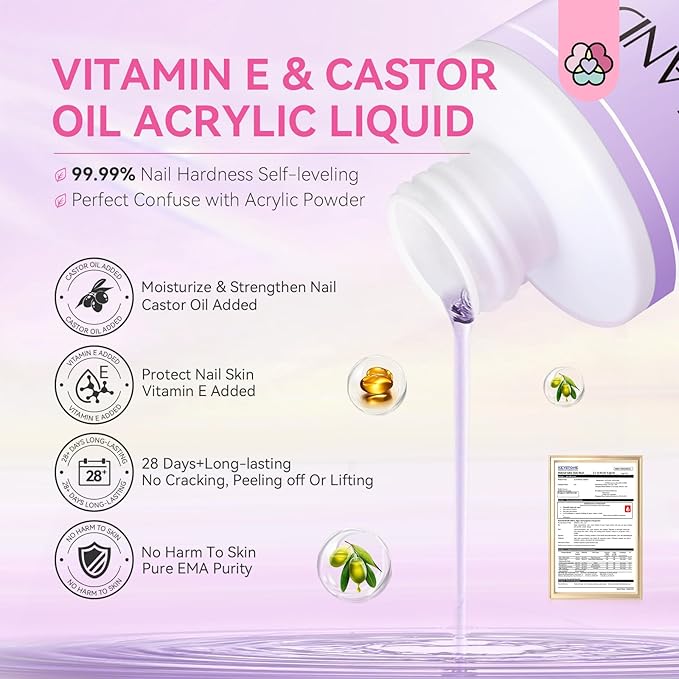 SAVILAND Acrylic Nail Kit with Drill: Professional Set for Beginners with Everything 30g Acrylic Powder & 50ml Monomer Liquid Nail Brush Files Forms Tools Extension Nail Kit Gift Home DIY Salon Nails