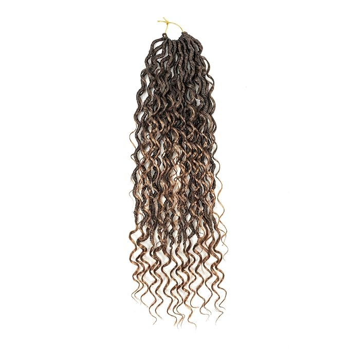 Aipin Long New Goddess Locs Crochet Hair 22 Inch Boho River Locs Hippie Locs Wavy Crochet With Curly Hair In Middle And Ends Braids Hair Extensions (8Packs,22 inch, T30)