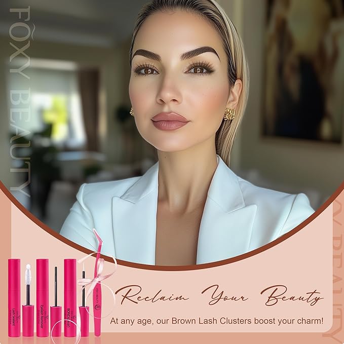 Lash Clusters Kit with Bond and Seal Brown Lash Clusters For Mature Eyes Lash Extension Kit with Eyelid Wipes Brush Eyelash Extension Kit with Drawstring Bag Mocha Mousse lashes Gift Set For Women