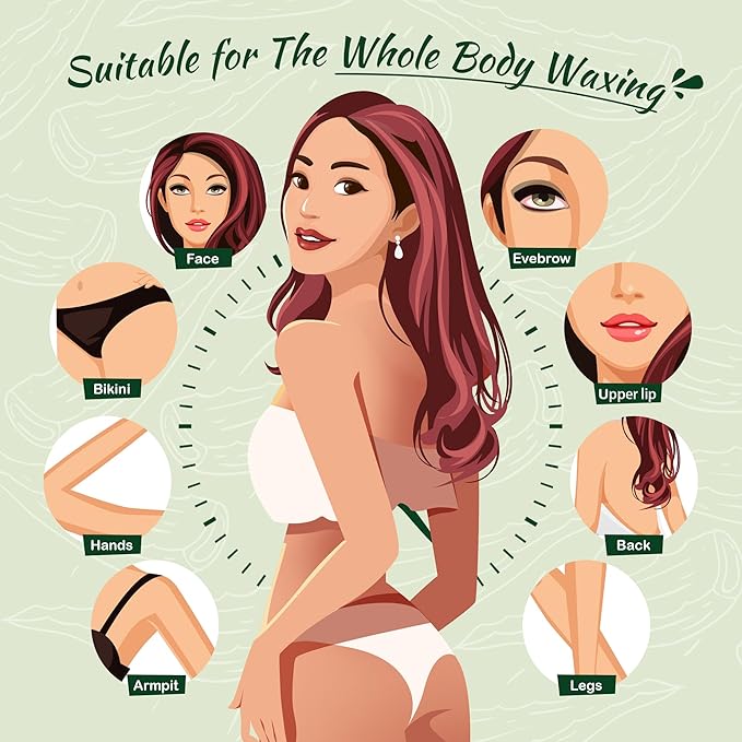 Ajoura 1lb Hard Wax Beads for Sensitive Skin Hair Removal - Aloe Wax for Full Body, Bikini, Face, Eyebrow, Back, Chest, Legs, Armpit, Upper Lip - Home Refill for Wax Warmer Kit (Green)