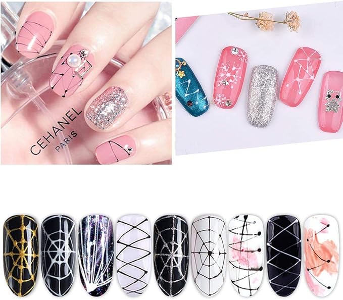 10 Colors Luminous Spider Gel, UV Gel Nail Polish with 2 Nail Art Line Pen Tools DIY Glow in The Dark Nail Art Drawing Gel for Line Neon Fluorescent Effect Manicure Decorations for Party Dance