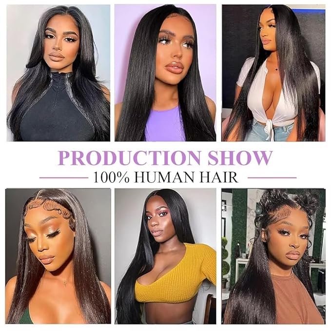 10A Straight Bundles with Frontal 20 22 24 with 18 Inch Human Hair Bundles with Closure 100% Unprocessed Brazilian Virgin Human Hair Weave 3 Bundles with Frontal HD Lace