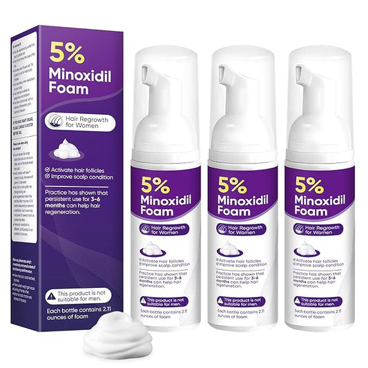 5% Minoxidil Foam for Women Hair Growth Foam Suitable for Hair Thinning Receding Hairline and Hair Loss to Hair Regrowth Get Thicker Fuller Hair 3 Bottles 2.11 Ounces Each