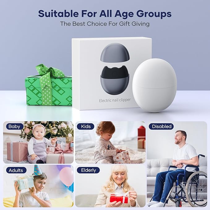 Electric Nail Clipper with USB Charging: Automatic Nail Clippers with Led Light - USB Rechargeable Safety Fingernail Trimmer for Baby Seniors Kids Adults (White, Medium)