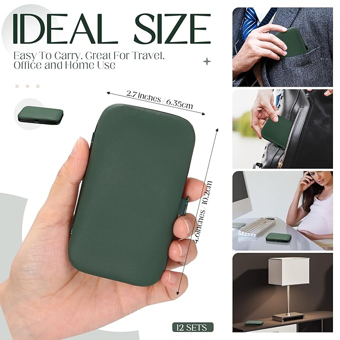 Geosar 12 Sets Manicure Set Nail Clippers Pedicure Kit 8 in 1 Stainless Steel Professional Grooming Kits Nail Care Tools with Travel Case for Men Women(Green)