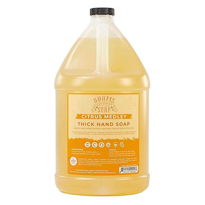 Adams Handmade Soap Thick Organic Castile Liquid Hand Soap 1 Gallon Refill - Citrus Medley