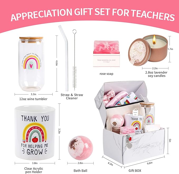 14 pcs Teacher Appreciation Gift Set Christmas Gifts Teacher Gifts Box for Women Best Teacher Gifts for Women Funny Thank You/Retirement/Christmas/Birthday Baskets Gifts for Teachers (Style--2)