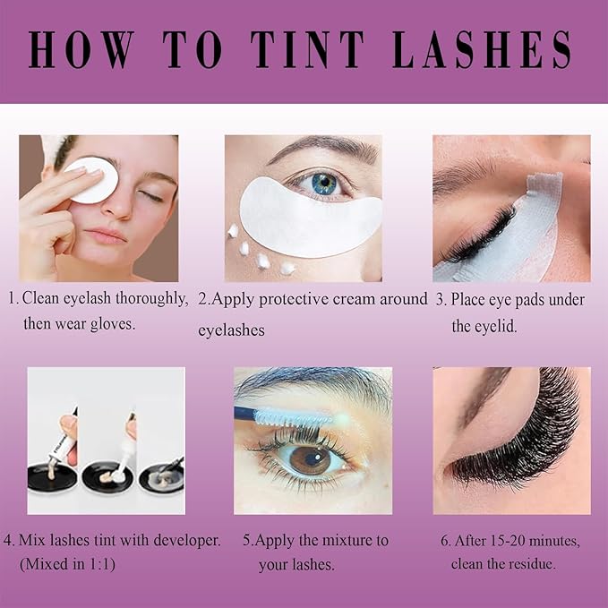 Black and Brown DIY Eyelash & Eyebrow Color Kit, Natural Effects Long Lasting for 6-8 Weeks, Easy to Use for Salon and Home Use