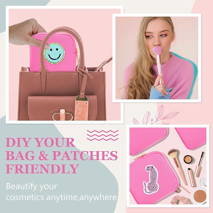 16 Pcs Mini Makeup Bags Bulk Nylon Cosmetic Bags Pouch for Purse Travel Bag Pouch Toiletry Organizer Pouches Bag for Women, Small Zipper Pouch Preppy Coin Purse for Custom Valentines Gifts