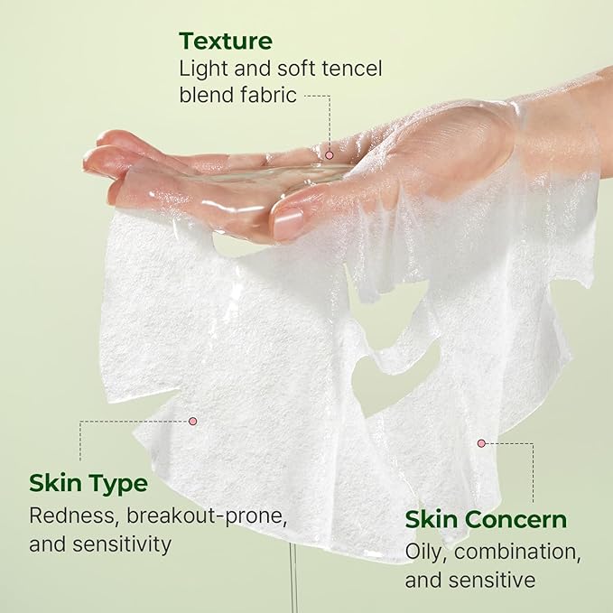 Torriden BALANCEFUL Cica Facial Masks (10 sheets) | Extra Soothing Care | 5D CICA, Hydrolyzed Hyaluronic Acid, Panthenol | Korean Face Mask