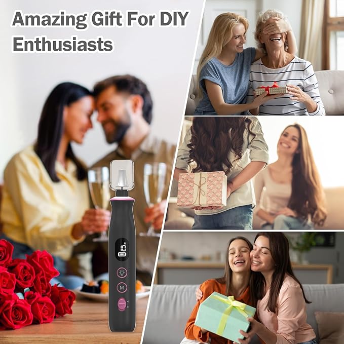 Cordless Electric Nail File Set, 10 Speeds Professional Manicure Pedicure Kit with LED Light & LCD Screen, Portable Nail Drill for Natural & Acrylic Nails, Human & Pet Thick Toenails (Black)