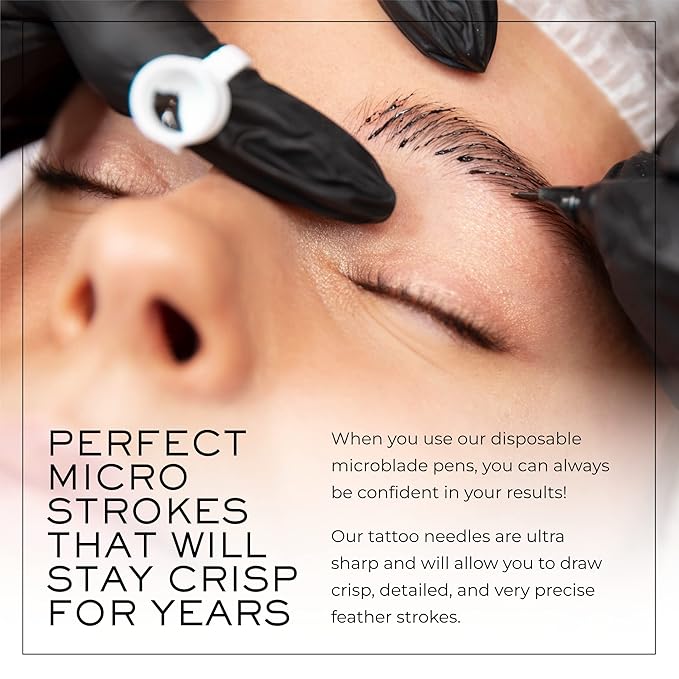 MADLUVV Nano 18u Professional Brow Artistry Pens for Flawless Eyebrows, Premium Pens for Pigment Ink, 18mm Sterile Disposable Micro Brow Sharp – 10 Pack