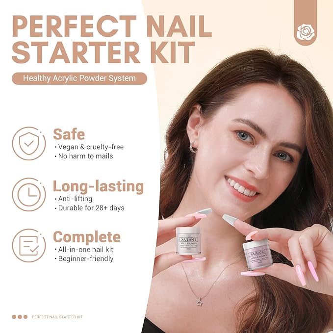 SAVILAND Acrylic Nail Kit with Drill: Starter Nails Kit Acrylic Set with Everything for Beginners Professional Nail Acrylic Kit with U V Light Acrylic Nail Kit for Beginners DIY Home Salon Women