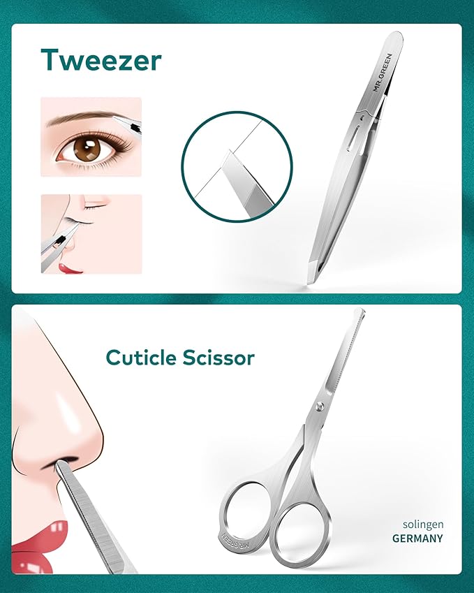 MR.GREEN Upgraded Manicure Set, German Stainless Nail Clippers Set w/Anti Splash Cather, Seiko Quality Fingernail& Toenail Clipper, Professional Nail Care Kit with Exquisite Leather Case for Men&Women