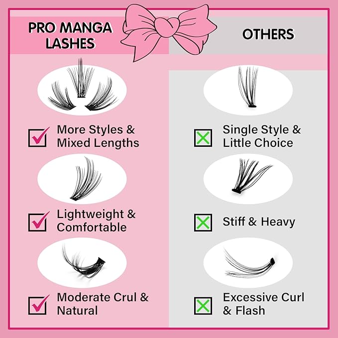 280 Pcs Individual Lashes 40D Mixed Lash Clusters Devil Style Lashes That Look Like Eyelash Extensions Wispy Lashes DIY Individual Lashes At Home (40D-C-8-16mix,Manga)