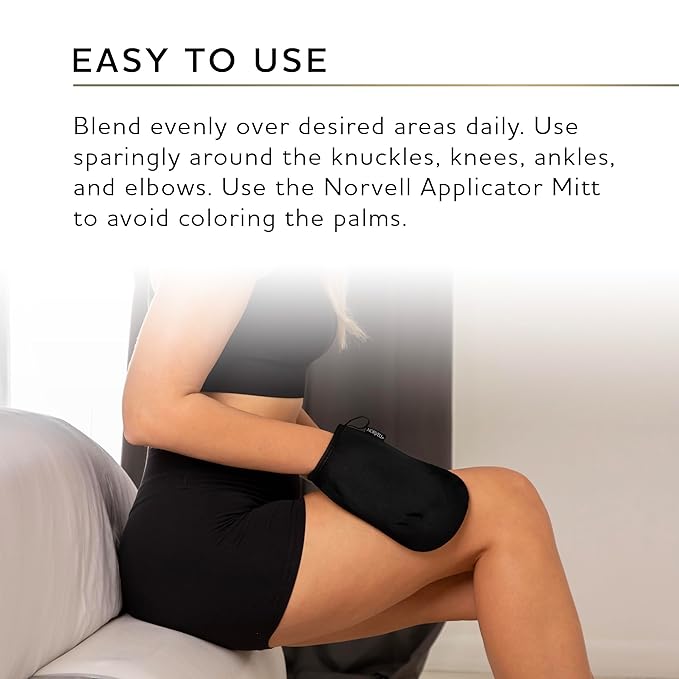 Norvell Sunless Self Tanning Bundle: Self Tan Extender Lotion, 8,5 fl. oz. + Streak Free Tan Applicator Mitt - Premium After Tanning Lotion Moisturizer and Washable Self Tan Mitt for Flawless Results