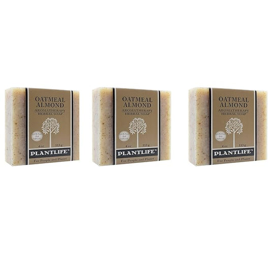 Plantlife Oatmeal Almond 3-Pack Bar Soap - Moisturizing and Soothing Soap for Your Skin - Hand Crafted Using Plant-Based Ingredients - Made in California 4oz Bar