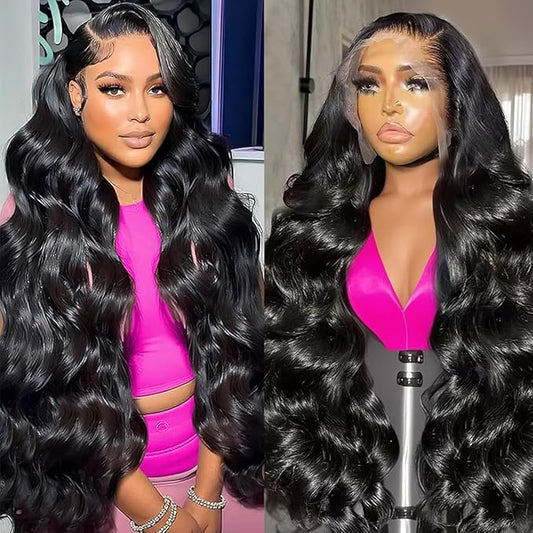 13x6 Lace Front Wigs Human Hair Pre Plucked Body Wave HD Lace Frontal Glueless Wigs 200 Density Brazilian Virgin Human Hair Wigs for Women 32 Inch