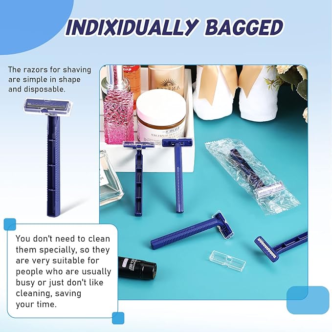 Chumia Twin Blade Razors for Men Stainless Steel Disposable Razors Men Bulk Plastic Shavers Multipurpose Portable Manual Disposable Shavers for Bathing Hotel Travel(600 Pieces)