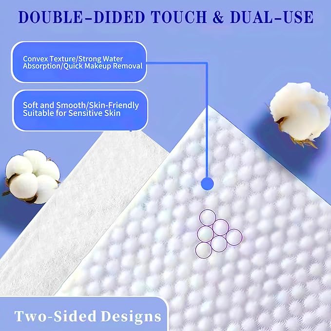 Disposable Face Towel 600 Count, Soft Cotton Clean Skin Face Towels, Dry Wipes Cotton Facial Towels Wash Cloths Tissue Thickened, Face Towelettes Disposable for Makeup Remover, Cleansing and Skincare