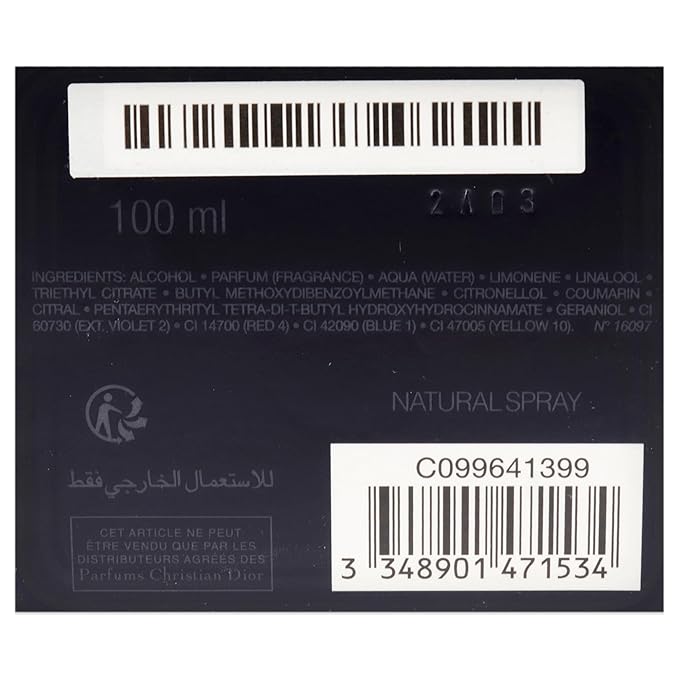 Christian Dior Sauvage Eau De Toilette Spray for Men, 3.4 Fluid Ounce