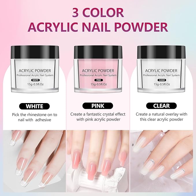 Nail Practice Hand for Acrylic Nails, Flexible Practice Nail Hand Training Kits, Movable Fake Nail Hand to Practice Fake Nails with Nail Drill, Nail Dryer Lamp, 12 Colors Acrylic Powder Beginners Kit