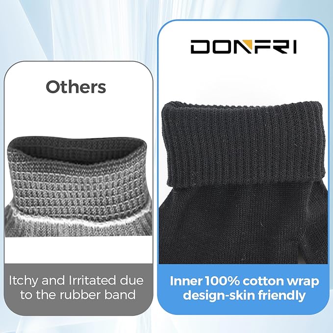 Donfri 10 Pairs Cotton Moisturizing Gloves Men Touchscreen Fingers for Eczema Dry Hands Hand Care Overnight Moisturizing (Medium-Black)