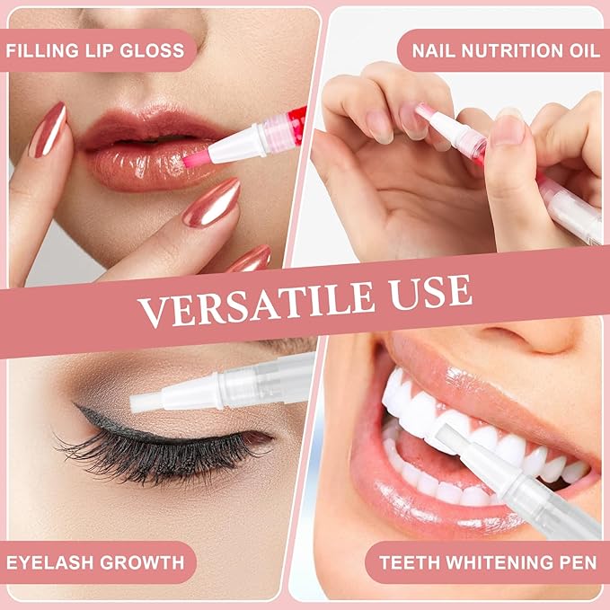 100 PCS Empty Cuticle Oil Pen Apply Transparent Twist Pens 3ml, Empty Nail Oil Pen with Calligraphy Tip Brush for Precise Application, Lip Gloss Container